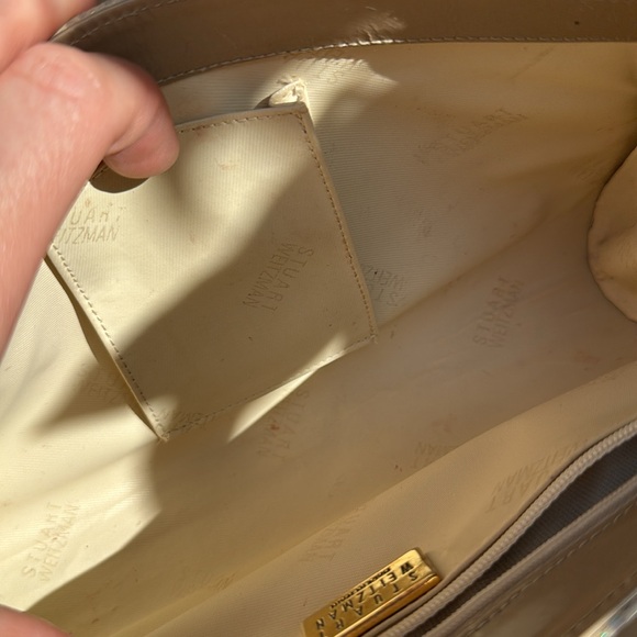 Stuart Weitzman beige snake skin embossed small flap bag - Picture 9 of 11